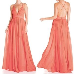 New Meghan Los Angeles Enchanted Garden Maxi Dress Orange Blush Sz S